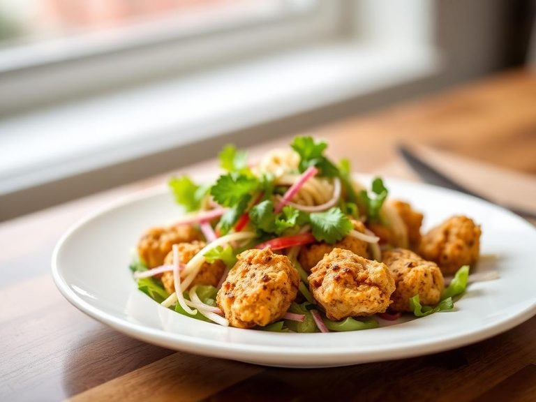Baked turkey nugget salad