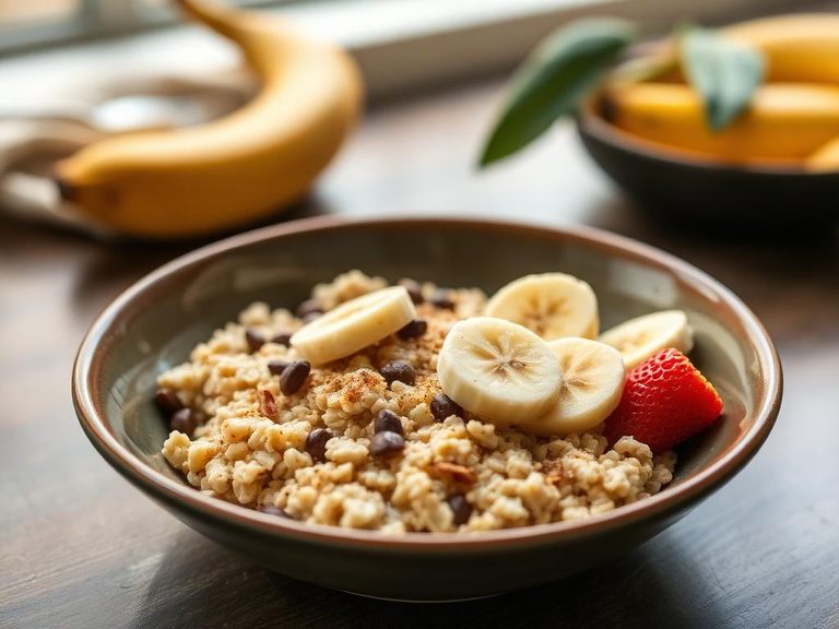 Banana oatmeal breakfast bowl