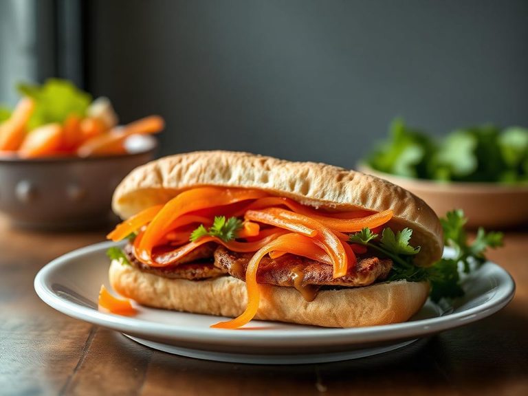 Banh Mi (Vietnamese sandwich with pickled carrots)