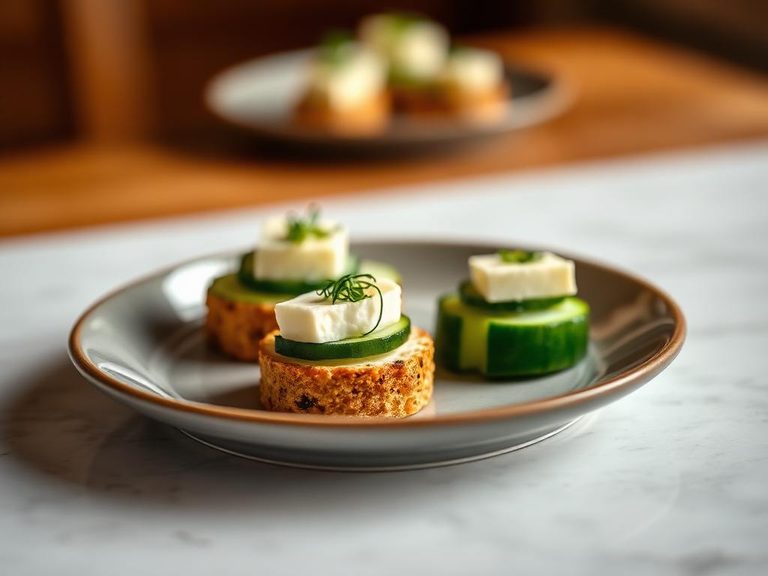 Base for a simple cheese and cucumber canapé