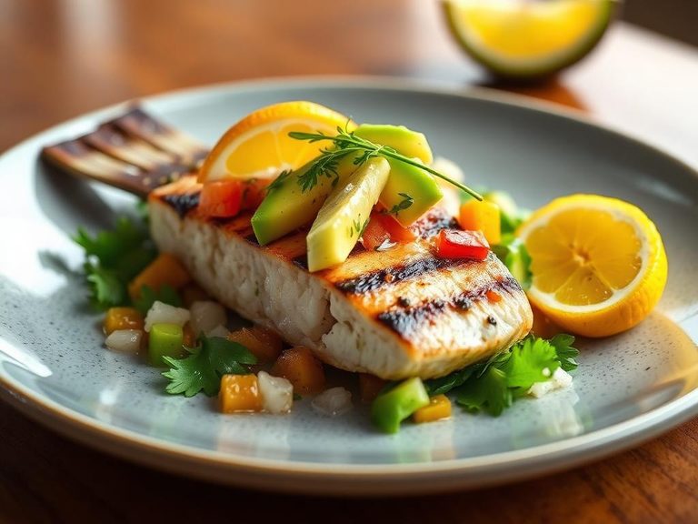 Bass ceviche with citrus and avocado