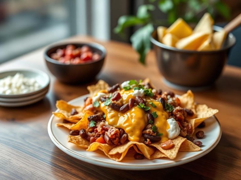 Bean and cheese nachos