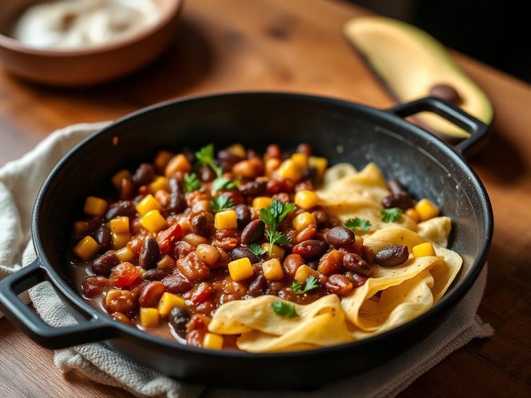 Bean and corn pone skillet
