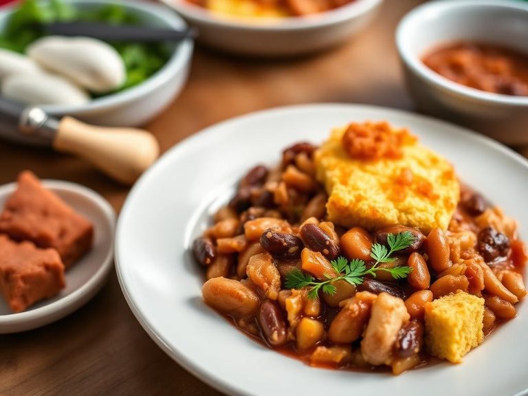 Bean casserole with cornbread