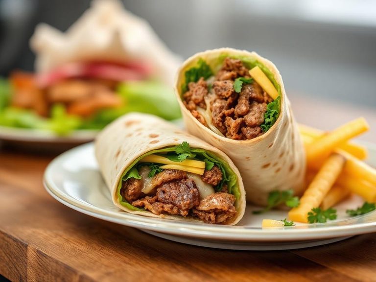 Beef and cheddar wrap