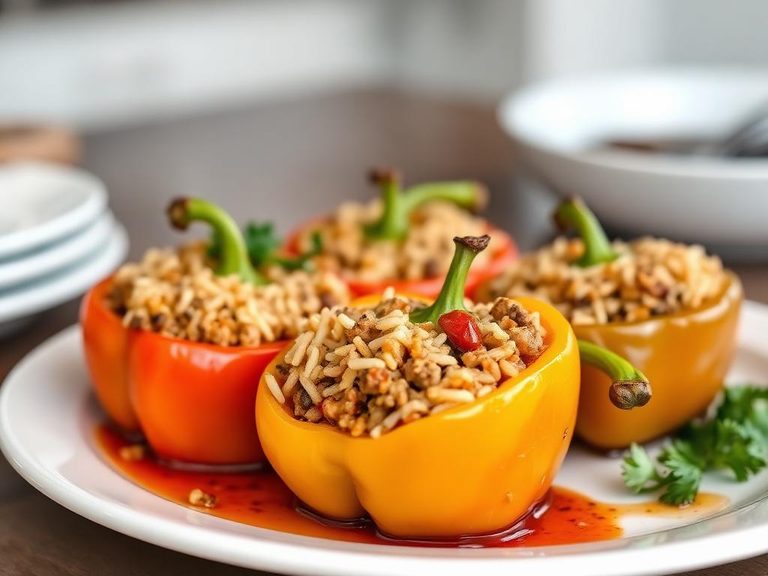Beef and Rice Stuffed Peppers