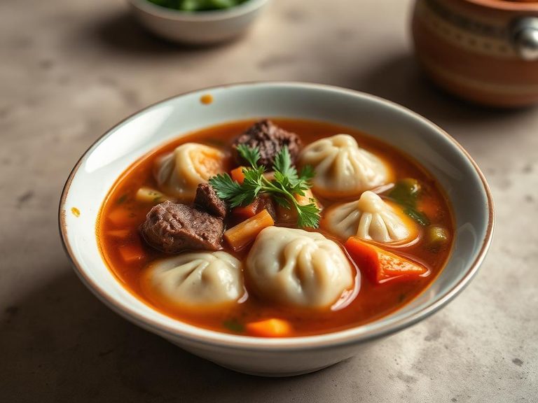 Beef and Vegetable Dumpling Soup