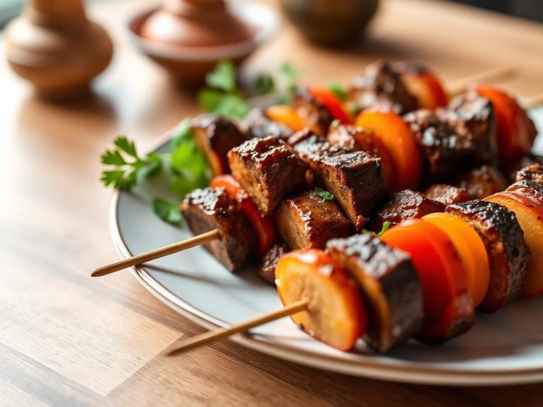 Beef and vegetable kebabs