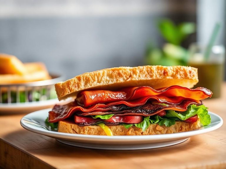 Beef bacon BLT sandwich