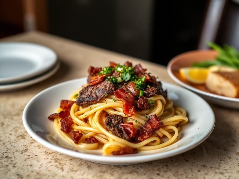 Beef bacon carbonara
