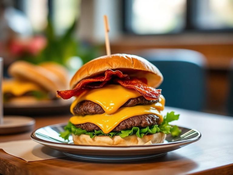 Beef bacon cheeseburger