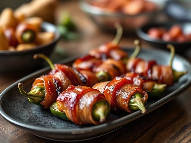Beef bacon-wrapped jalapeños