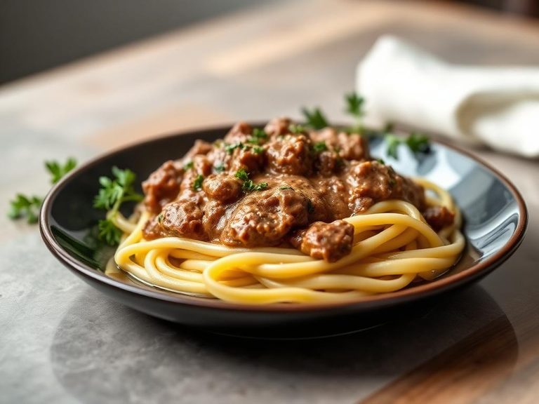 Beef Stroganoff with Egg Noodles