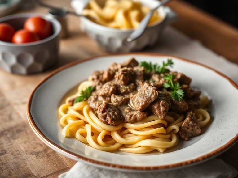 Beef Stroganoff with Spaetzle