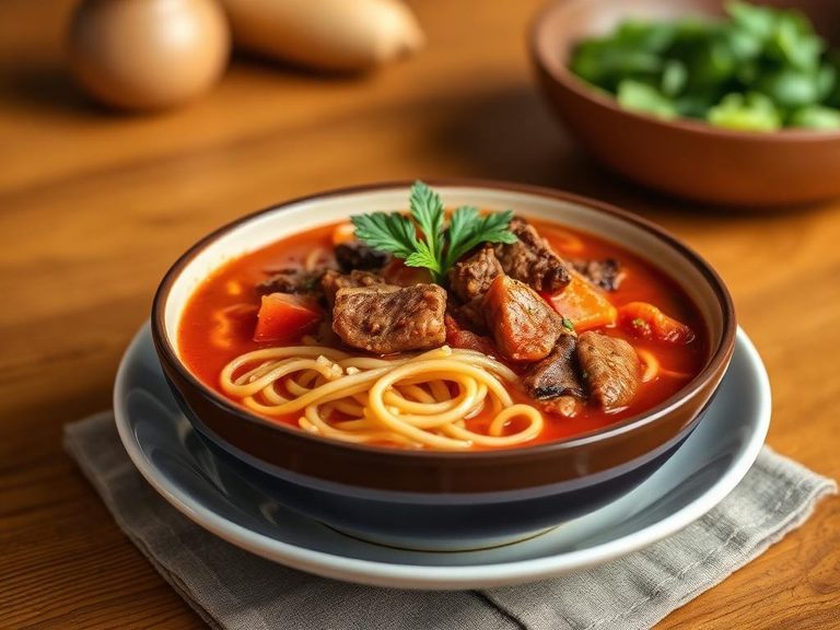 Beef Tomato Noodle Soup