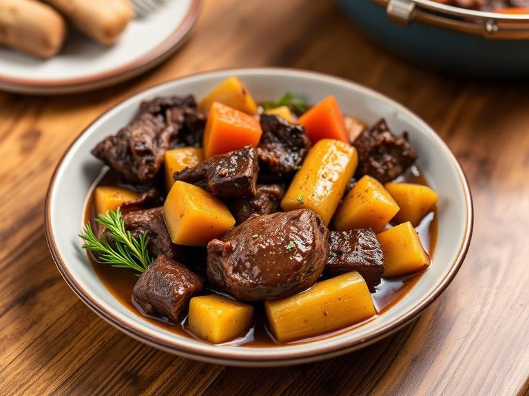 Beef tri-tip stew with root vegetables