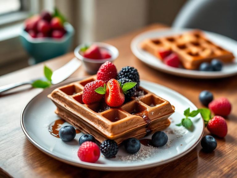 Belgian chocolate waffle with berries