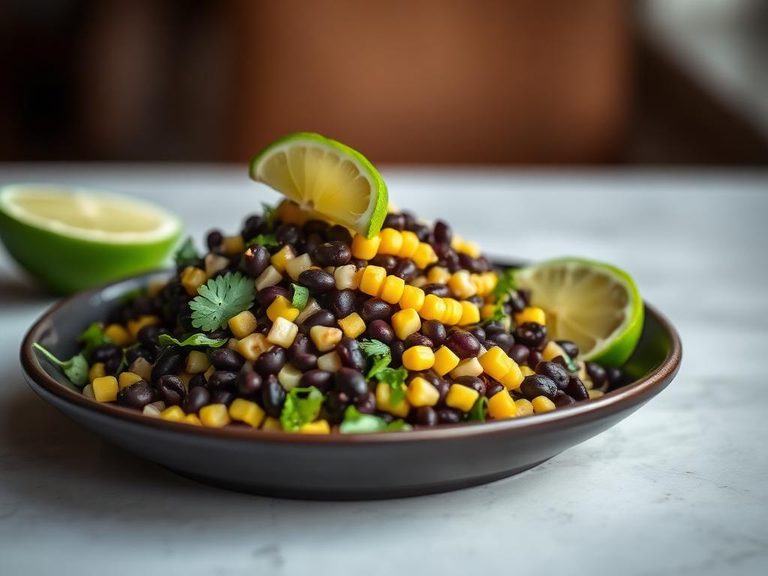 Black bean salad with corn and lime