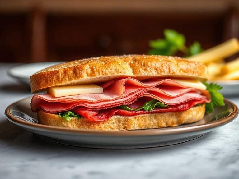 Black Forest ham and Swiss sandwich