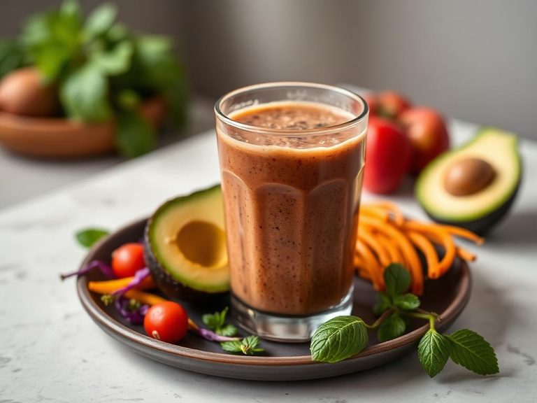 Blended into a savory smoothie with avocado