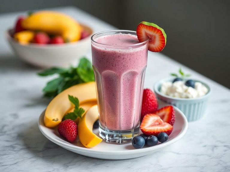 Blended into a smoothie with other fruits and yogurt