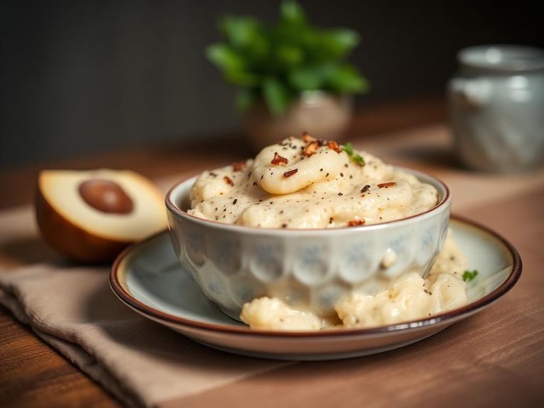 Blended into a thicker porridge consistency