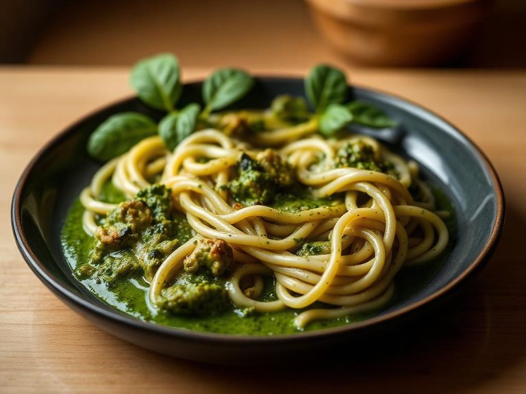Blended into pesto or green sauces