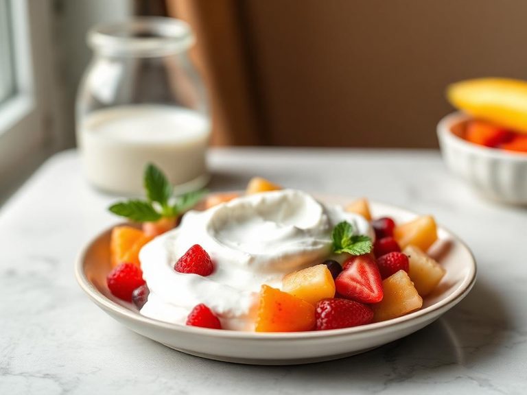 Blended into plain whole-milk yogurt