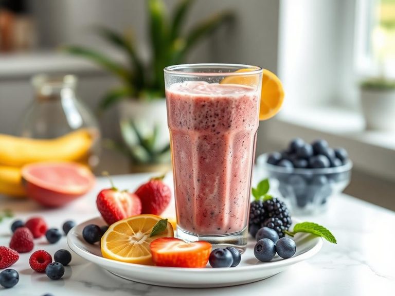 Blended with milk for a quick fruit smoothie.