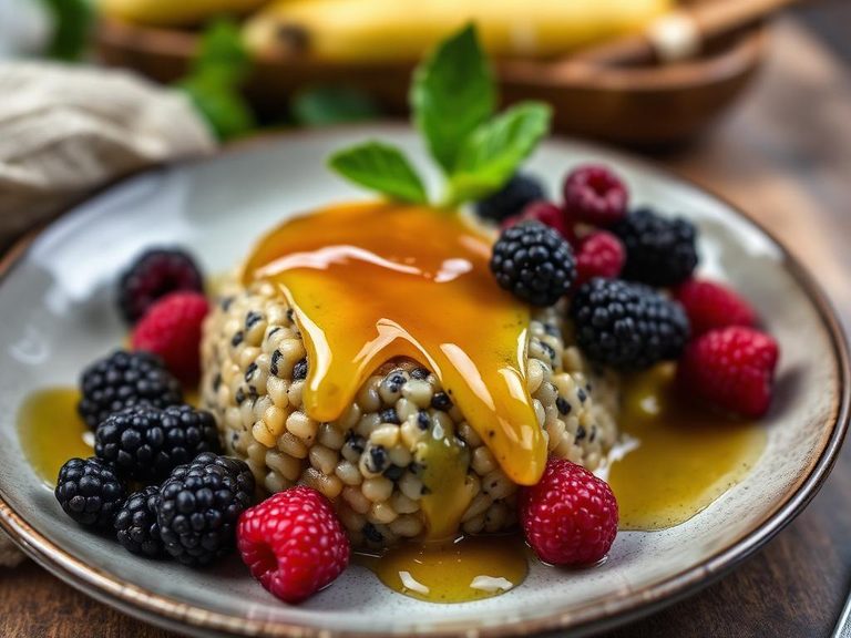 Blue Corn Mush with berries and honey