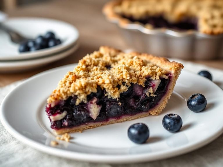 Blueberry pie with streusel topping