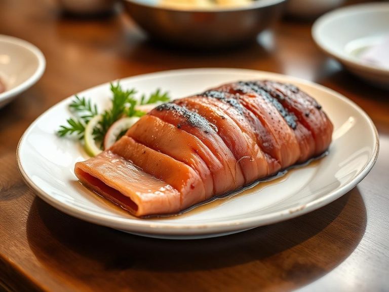 Boiled sea lion meat