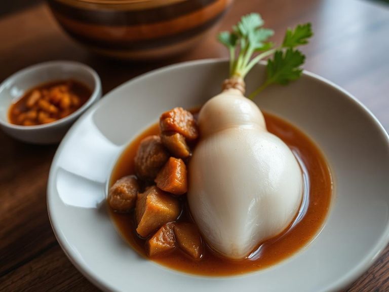Boiled turnip and meat stew