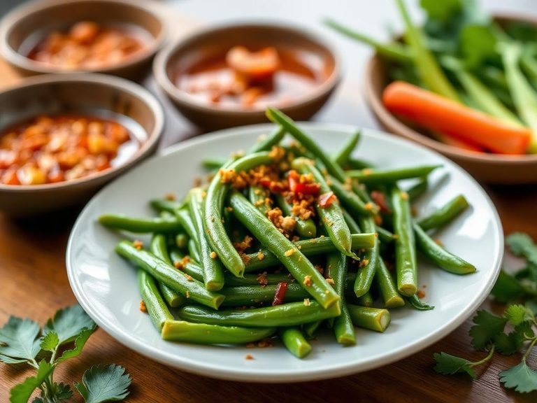 Boiled Winged Beans as a Side Dish with Sambal