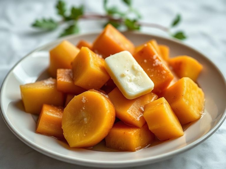 Boiled yam with butter and salt