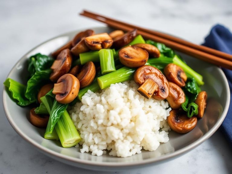 Bok Choy and Mushroom Stir-Fry with Rice