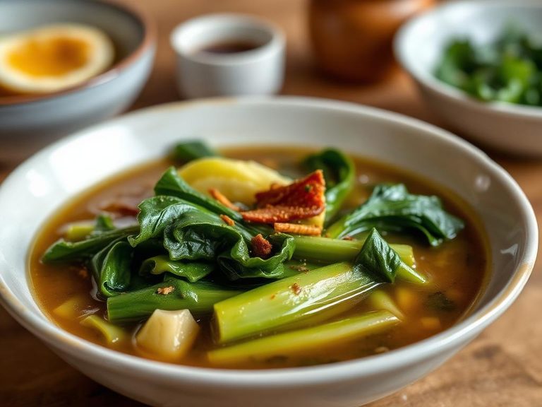 Bok choy in miso soup