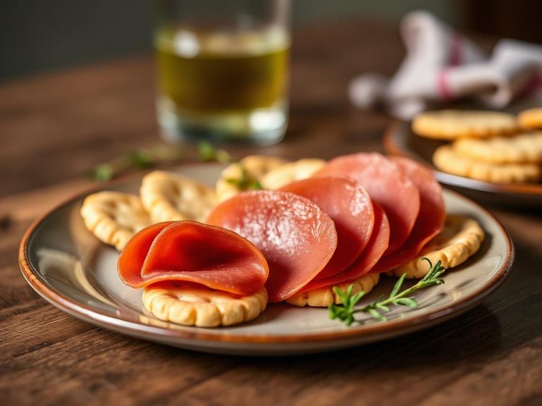 Bologna and cracker snack plate