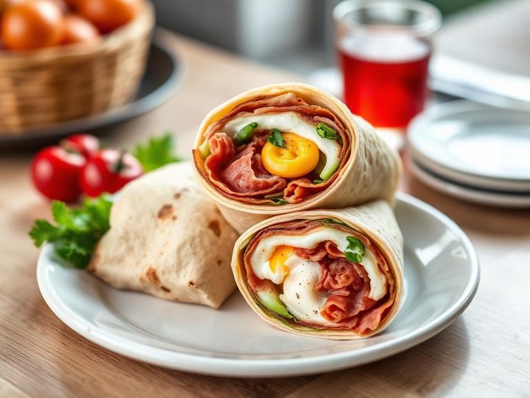 Bologna and egg breakfast wrap