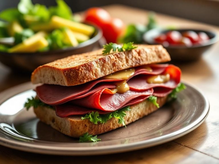 Bologna sandwich (often with mustard or mayonnaise)