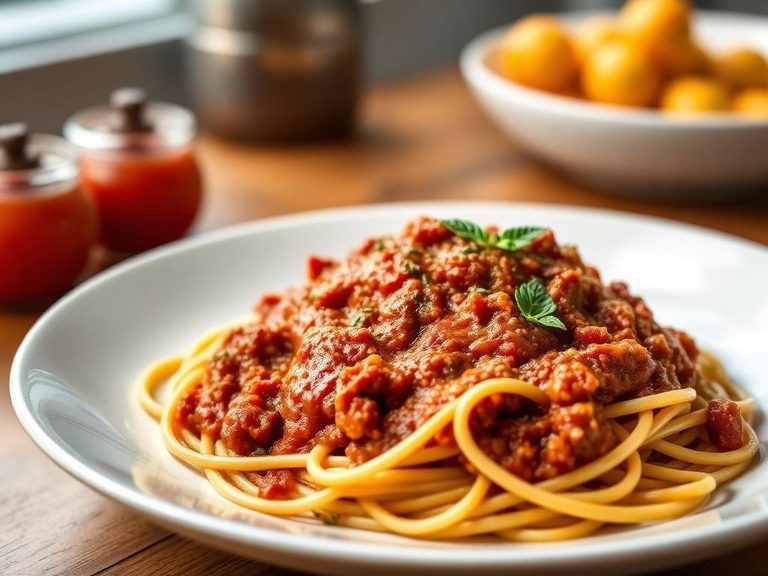 Bolognese with whole wheat spaghetti