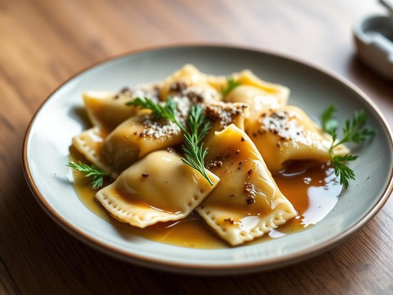 Borage Ravioli with Brown Butter Sauce