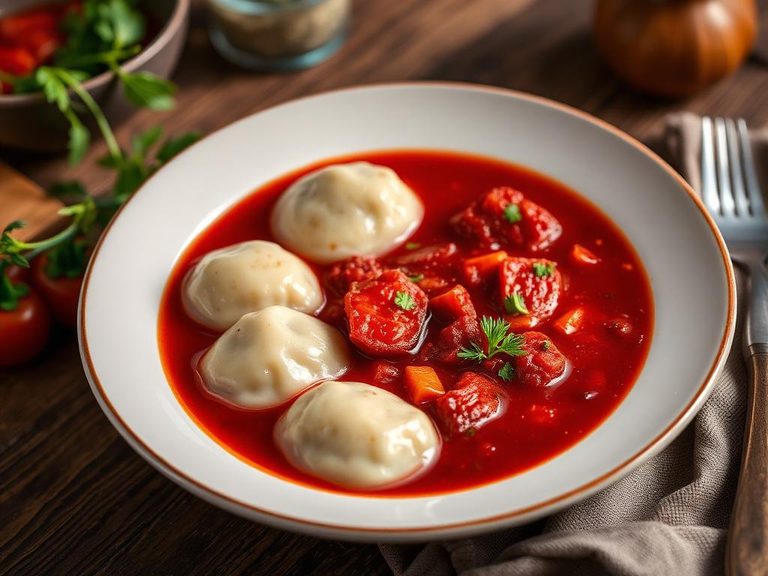 Borscht with dumplings