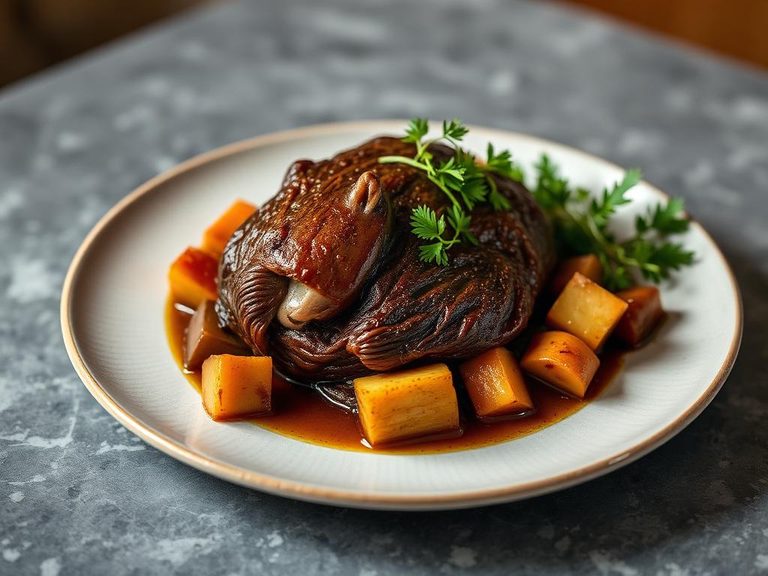 Braised Beaver with Root Vegetables