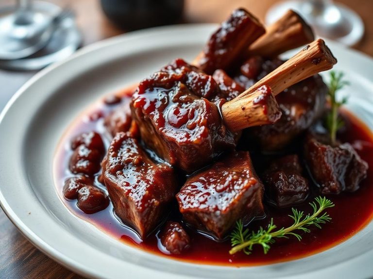 Braised beef ribs in red wine