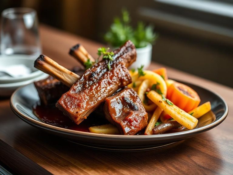 Braised beef ribs with vegetables