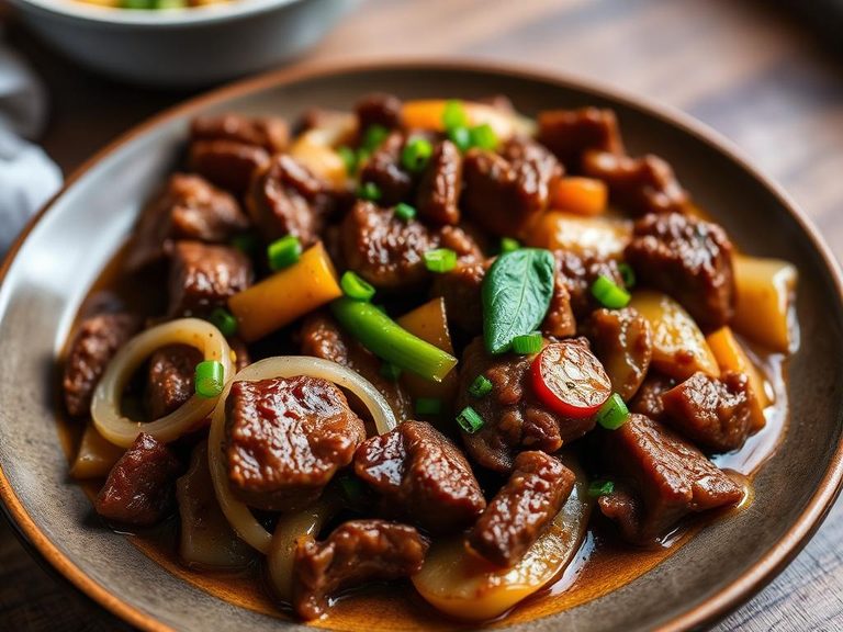 Braised Beef with Onions and Peppers