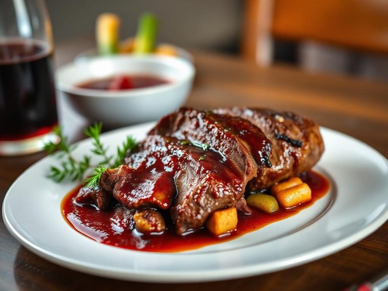 Braised brisket with red wine reduction