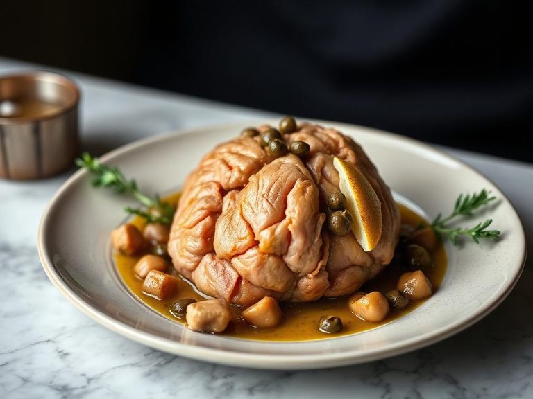 Braised Calf's Brain with Lemon and Capers
