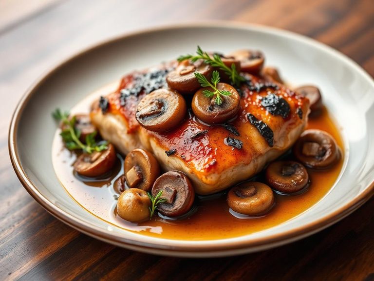 Braised Capon with Mushrooms